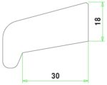 Meranti glaslat I30 18X44mm 80mu gegrond